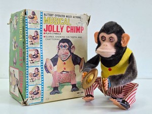 Vintage Battery-Op Musical Chimp Toy wOriginal Box