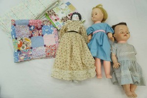 AntiqueVintage China Head Doll and Other Vintage Dolls and baby blankets