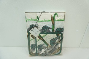 NIP Loon and Cattail Nature Print Hand Towels, Hot Pads