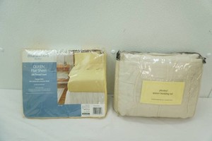 New in Package Queen pleated bedding set & queen flat sheet
