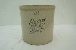 Antique Monmouth Pottery 3 Gallon Crock (couple cracks)
