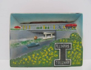 Vintage 1950s Illinois Tollway Ceramic Plaque