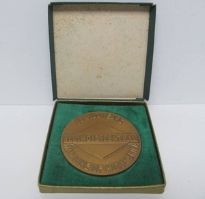 1951 Illinois Central Railroad 100 Year Anniversary Bronze Medallion wCase