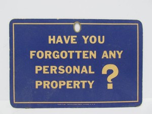 Original Old vintage Railroad Car Double Sided Pullman Cardboard Sign - QUIET &amp Forgotten Luggage&nbsp