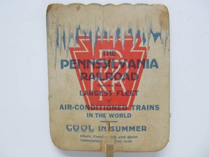 Neat old Vintage PENNSYLVANIA RAILROAD Advertising Hand Fan