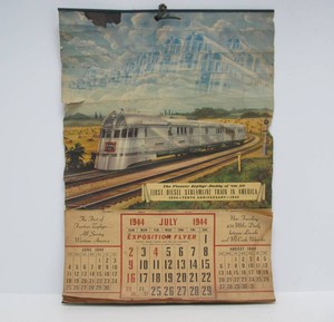 1944 Burlington Route PIONEER ZEPHYR Railroad Advertising Calendar
