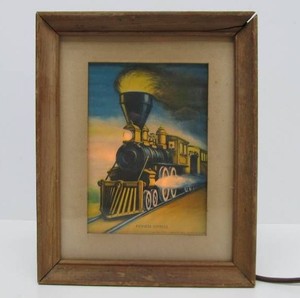Unusual Vintage 1950s ECONOLITE Train Motion Artwork Light or Sconce Lamp