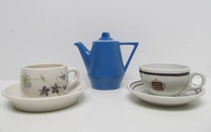 Group of Old Railroad China - Coffee Cups wSaucers &amp TeaCoffee Pot