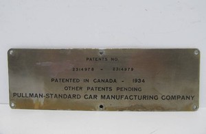 Original Vintage 1930s era PULLMAN Metal Builders Plaque #3