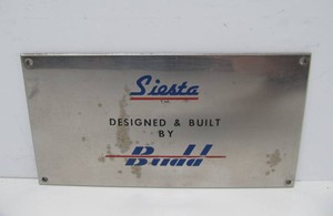 Original Vintage 1950s era SIESTA by Budd Metal Builders Plaque