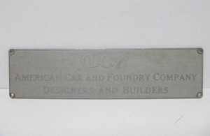 Original Vintage 20s-30s era ACF American Car &amp Foundry Company Metal Builders Plaque