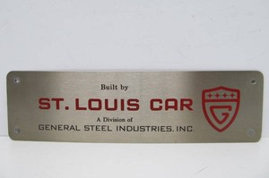 Original Vintage ST. LOUIS CAR Metal Railroad Car Builders Plaque&nbsp