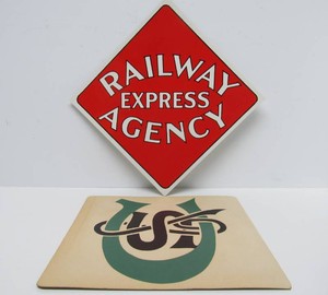 2 Original Vintage Cardboard Railroad Signs