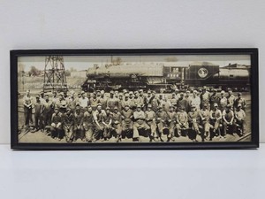 Original Old Vintage Panoramic Railroad Photograph - Jackson St. Roundhouse Employees - Great Northern Railroad