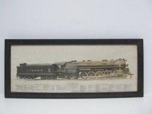 Original Antique Framed Advertising Photo for Timken Roller Bearings &amp The American Locomotive Company