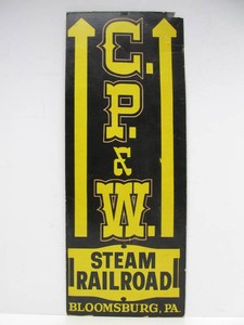 Original Vintage C.P.&ampW Steam Railroad Advertising Cardboard Sign