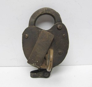 Antique Brass Railroad Lock wWorking Key