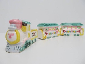Vintage 1950s era Ceramic Train Planter Set
