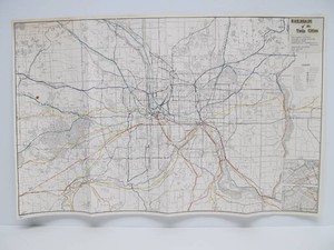 Old Vintage Railroad Map - RAILROADS OF THE TWIN CITIES wHand Placed Depot Tags