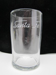 Set of 6 Old vintage SANTA FE Railroad Juice Glasses