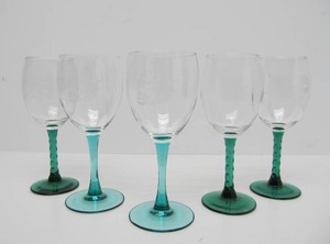 Set of 5 Vintage Amtrak EMPIRE BUILDER Train Car Wine Glasses
