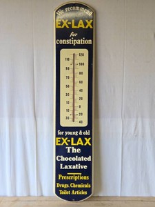 Vintage EX-LAX Metal Advertising Thermometer Sign