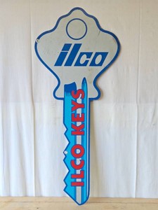 Vintage ILCO Tin Hardware Store Key Makers Double Sided Sign