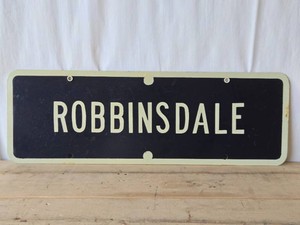 Original Vintage ROBBINSDALE Double Sided Metal Sign