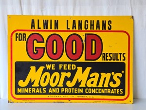 Vintage MOORMANS Metal Farm Feed  Seed sign