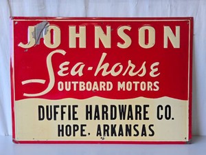 Vintage JOHNSON SEA-HORSE Outboard Motors Embossed Tin Sign