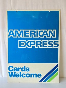 Vintage AMERICAN EXPRESS Double Sided Metal Sign - Dated 1975