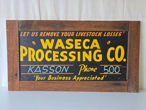 Vintage 1940s-50s era WASECA Processing Company Butcher Shop Sign