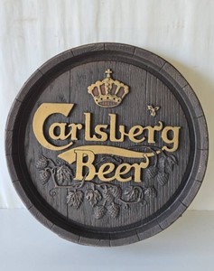 Vintage CARLSBERG Round Barrel Beer Sign