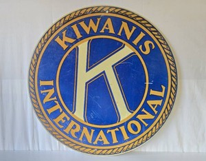 Large Vintage KIWANIS INTERNATIONAL Metal Advertising Sign
