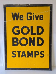 Vintage Metal GOLD BOND STAMPS Metal Advertising Sign