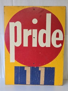 Vintage 1950s PRIDE Seed Corn Advertising Sign on Masonite