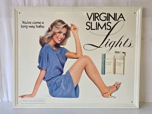 Vintage VIRGINIA SLIMS Lights Tin Advertising Sign