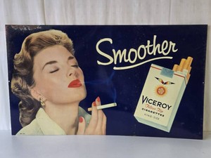 Vintage 1950s VICEROY Cigarettes Metal Advertising Sign&nbsp