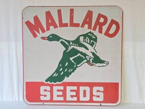 Vintage 1950s era Metal MALLARD SEEDS Advertising Farm Sign