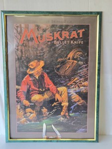 Framed Vintage REMINGTON Muskrat Bullet Knife Advertisement
