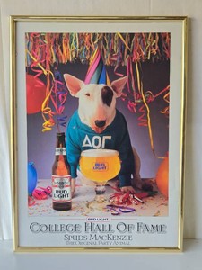 Framed Vintage Bud Light SPUDS MACKENZIE Beer Advertising Poster