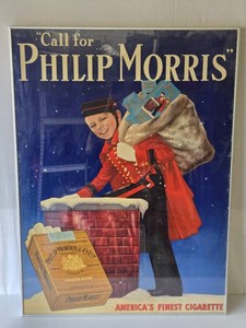 Great Looking Large Old Vintage PHILLIP MORRIS Cigarettes Advertising Poster