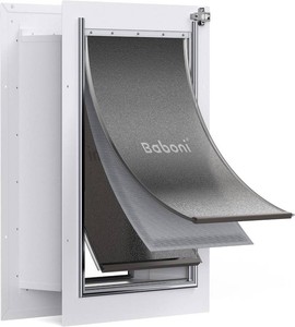 $120 Baboni Pet Door for Wall,3-Flap,Steel Frame and Telescoping Tunnel, Aluminum Lock, Double Flap Dog Door and Cat Door, Strong and Durable (Pets Up to 100 Lb) -Large