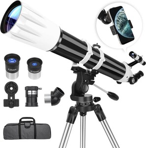 $200 Hawkko 90mm Aperture 900mm Telescope for Adults High Powered  Multi-Coated Professional Refractor Telescope for Astronomy Beginners (36X-270X) with AZ Mount, Carry Bag, Phone Adapter