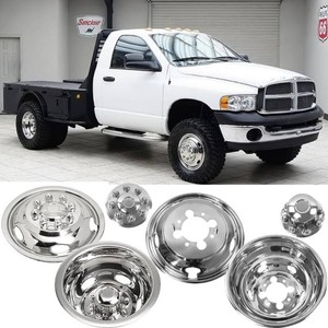 $270 17 Screw on Polished Dually Wheel Simulators for 2003-2018 Dodge Ram3500  4pcs 8 Lug 5 Hand hole Stainless Steel Wheel Cover for 03-18 Ram 3500,Protective Front Rear Hubcaps pickup