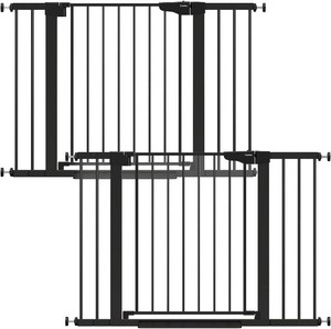 $200 Cumbor 2 Pack 30-46 Baby Gate for Stairs, Auto Close Dog Gate Indoor Black  Easy Install Pressure Mounted Pet Gate for Doorways, Dual Lock & Easy Walk Thru Gate for Dog-Moms Choice Awards Winner