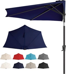 9 ft Half Patio Umbrella with Push Button Tilt, Navy Blue  UV Protection Waterprool, Half Round Umbrella Outdoor for Wall Balcony, Pool, Porch, Garden, Deck, Backyard, Provides Shade