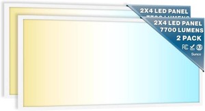 Sunco 2 Pack 2x4 LED Flat Panel Lights, 3CCT Selectable, 40-60W, Dimmable  7700LM, Selectable Wattage 40W50W60W, 3CCT Options 4000K5000K6000K, 0-10V, Drop Ceiling Office Lighting Fixture