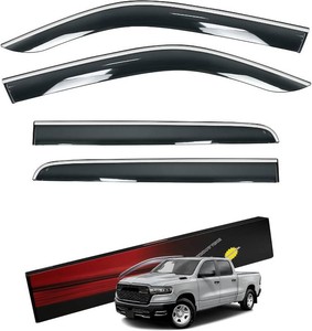 Sze Rain Guards Compatible with Dodge RAM 1500 2019-2025 Crew Cab Side Window Deflectors Window Visors Out-Channel Guard Deflector Vent Visor-4pcs