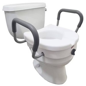 Carex E-Z Lock Raised Toilet Seat With Handles, 5 Toilet Seat Riser with Arms, Handicap Raised Toilet Seat For Seniors and Elevated Toilet Seat